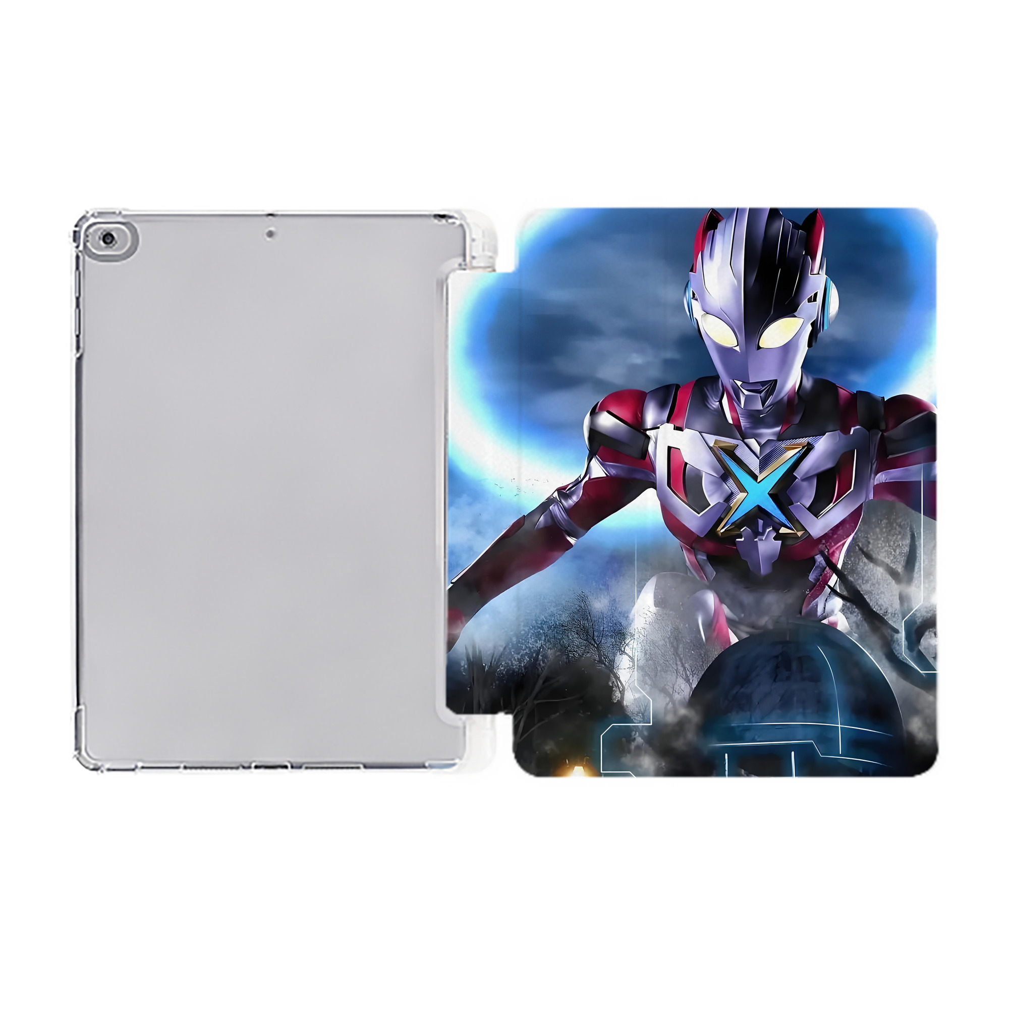 （画像用） ウルトラマン Ultraman IPad ケース ペン収納付き 三つ折りスタンド PUレザー×シリコン 対応機種9.5/10.5/10.9インチ